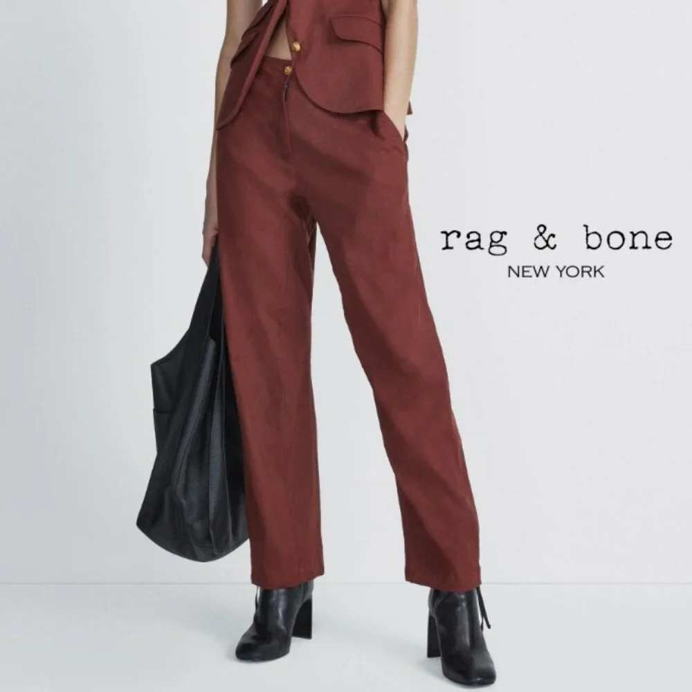 Rag & Bone New York Rust Orange Straight Leg Drawstring Pants Size 4 Articulated